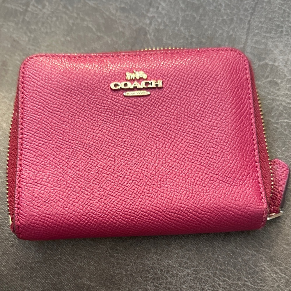 Coach Small Zip Wallet in Fuchsia
